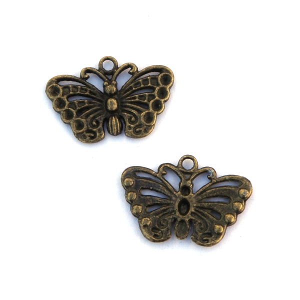 Kovový prívesok motýlik 25 x 18 mm - farba bronzová, 1 ks