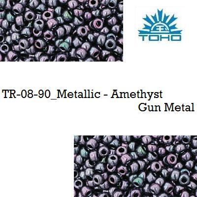 TOHO 8/0 Metallic - Amethyst Gun Metal (90), 10 g