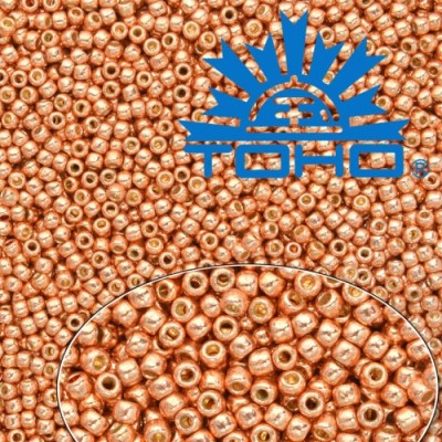 TOHO 8/0 Permanent Finish - Galvanized Rose Gold (PF551), 10 g