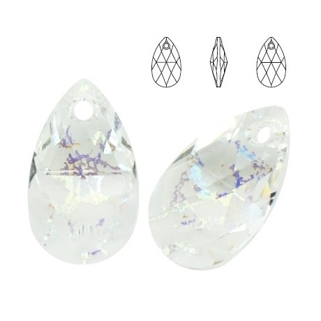 Pear - Crystal White Patina - 16 mm, 1 ks