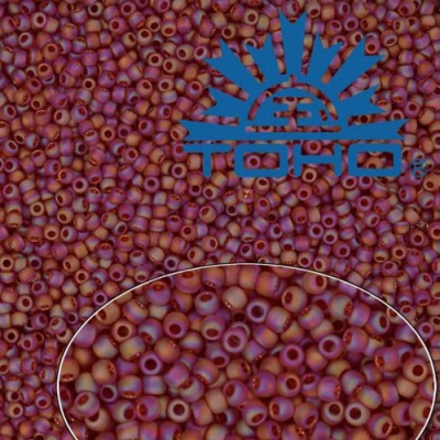 TOHO 8/0 Trans-Rainbow-Frosted Ruby (165CF), 10 g