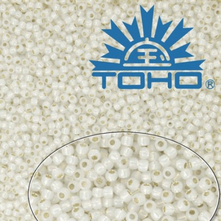TOHO 8/0 Silver-Lined Milky White (2100), 10 g