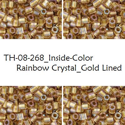TOHO Hex 8/0 Inside-Color Rainbow Crystal_Gold Lined (268), 10 g