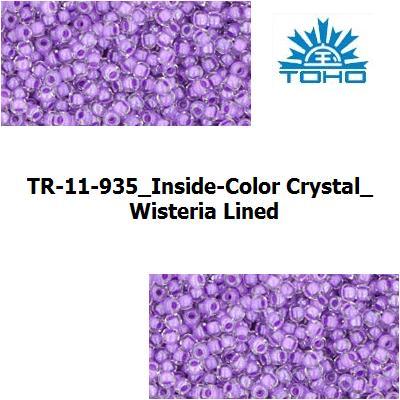 TOHO 11/0 Inside-Color Crystal/Wisteria Lined (935), 10 g