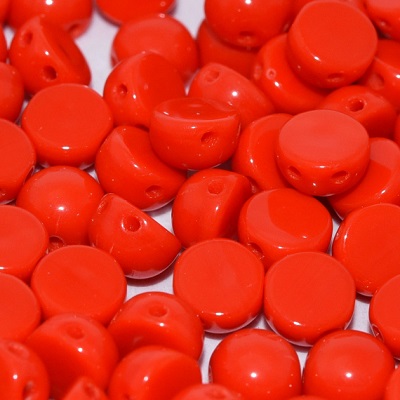 Cabochon 2-hole 6 mm - Opaque Red (93180), 10 ks