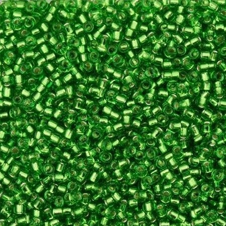 TOHO 15/0 Silver-Lined Grass Green (27B), 5 g