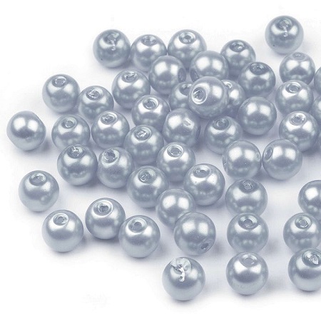 Voskované perly - strieborná, 6 mm, 20 ks