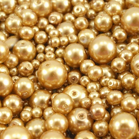 Voskované perly - svetlá zlatá, 6 mm, 20 ks