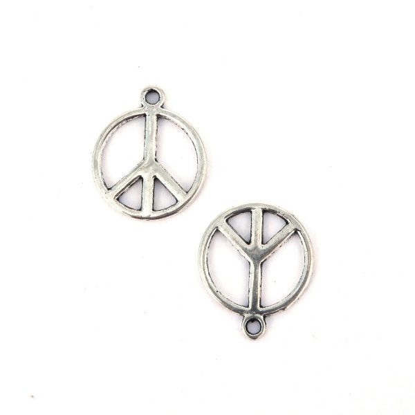 Kovový prívesok peace 17 x 14 mm - farba platinová, 1 ks