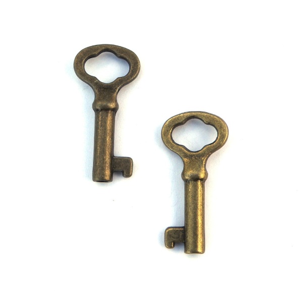 Kovový prívesok kľúč 39 x 14 mm - farba bronzová, 1 ks