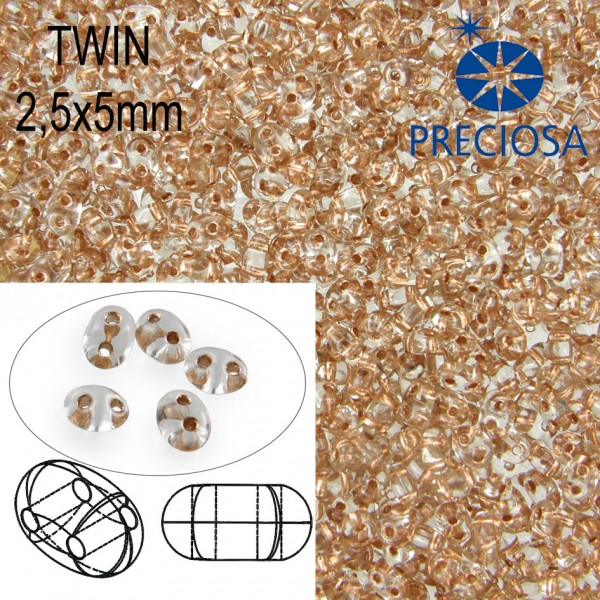 TWIN - 2,5x5 mm - číry s medeným prieťahom (306), 10 g