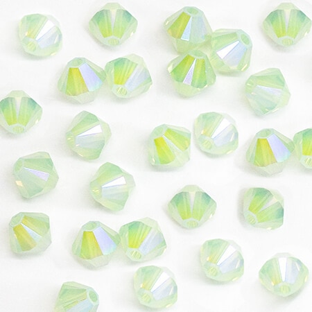 Xilion Bicone - Chrysolite Opal Shimmer 2x - 4 mm, 20 ks