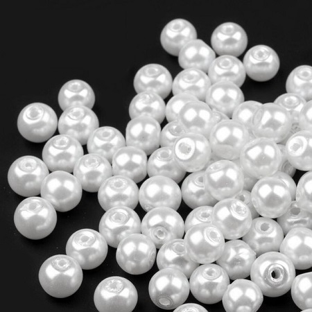 Voskované perly - biela, 6 mm, 20 ks