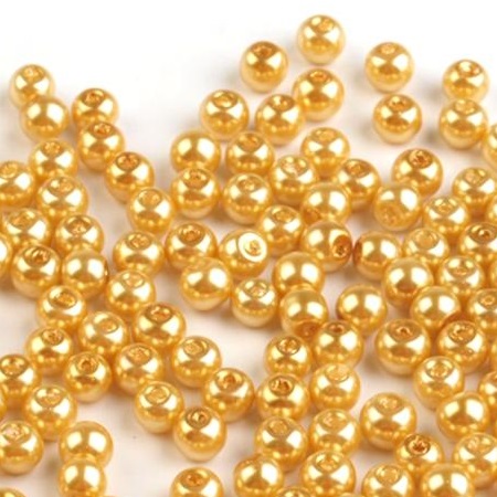 Voskované perly - zlatá, 6 mm, 20 ks