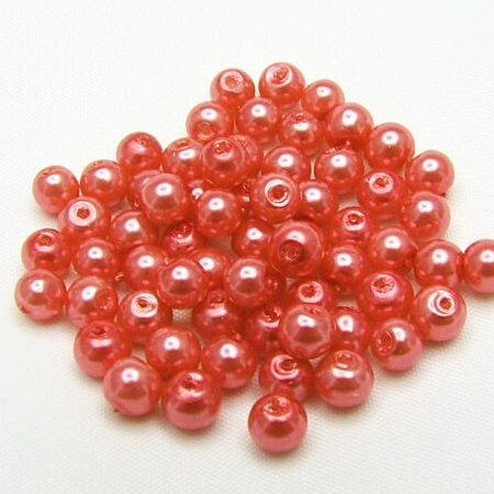 Voskované perly - tmavá ružová, 6 mm, 20 ks