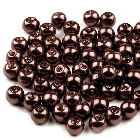 Voskované perly - tmavá hnedá, 6 mm, 20 ks