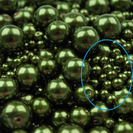 Voskované perly - tmavá zelená, 6 mm, 20 ks
