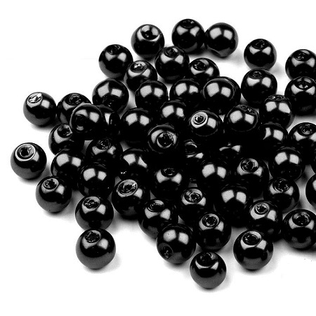 Voskované perly - čierna, 6 mm, 20 ks