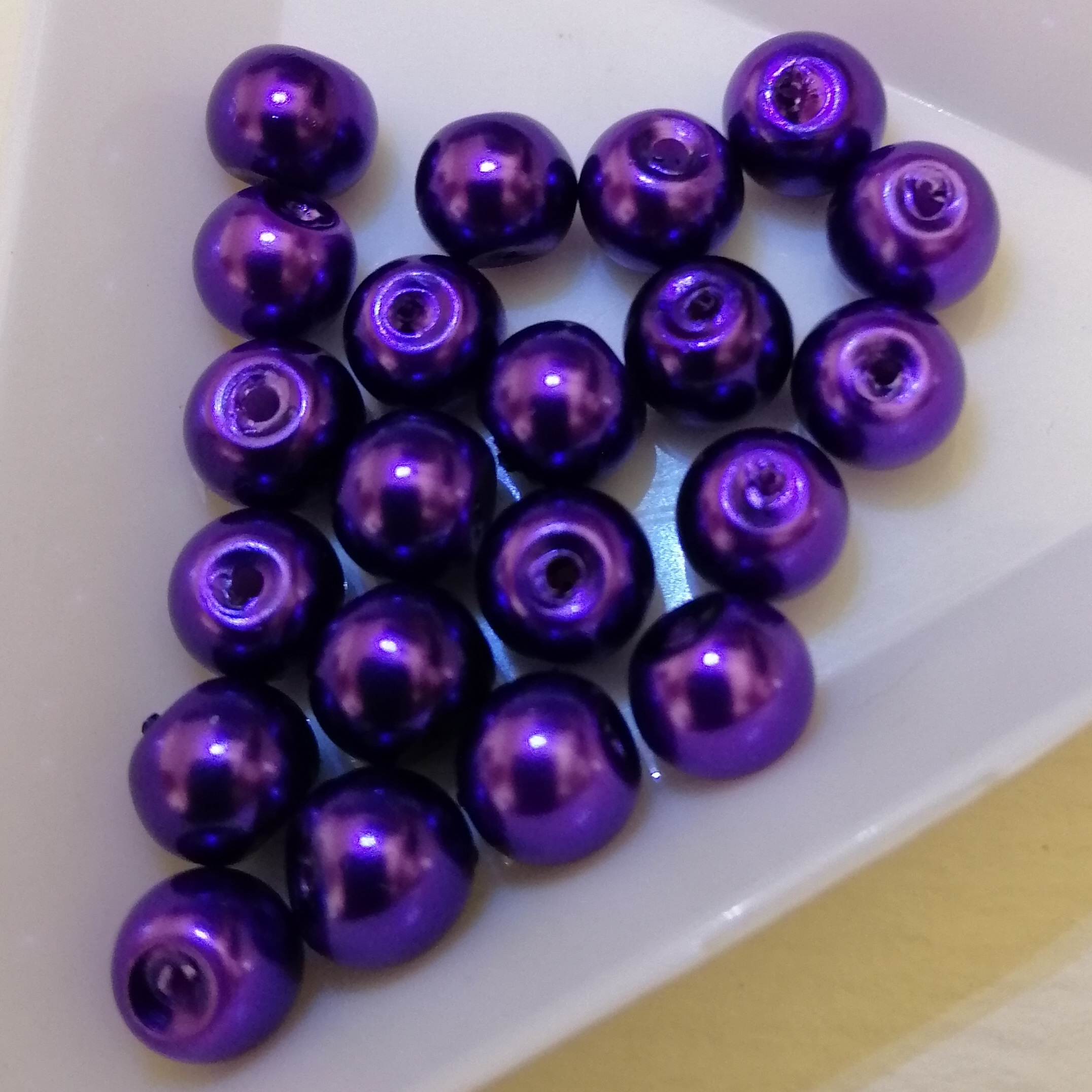 Voskované perly - fialová, 6 mm, 20 ks