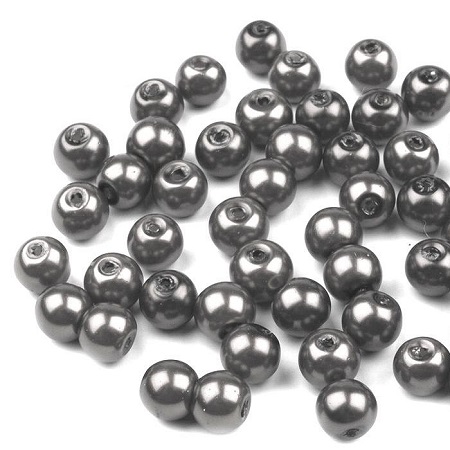 Voskované perly - hematitová, 6 mm, 20 ks