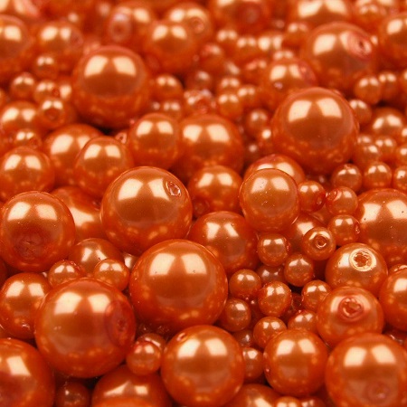 Voskované perly - oranžová, 6 mm, 20 ks