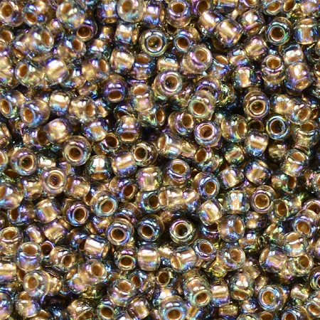 TOHO 11/0 Gold-Lined Rainbow Black Diamond (999), 10 g