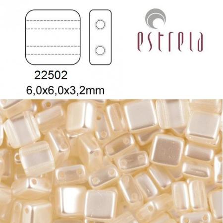 Štvorčeky Tile s 2 dierkami 6x6 mm - Smotanová, 10 ks