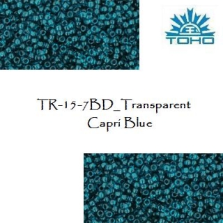 TOHO 15/0 Transparent Capri Blue (7BD), 5 g