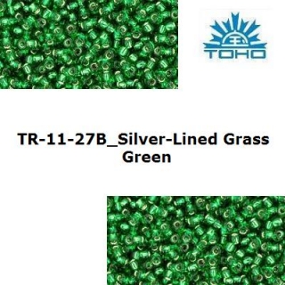 TOHO 11/0 Silver-Lined Grass Green (27B), 10 g
