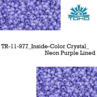 TOHO 11/0 Inside-Color Crystal_Neon Purple Lined (977), 10 g
